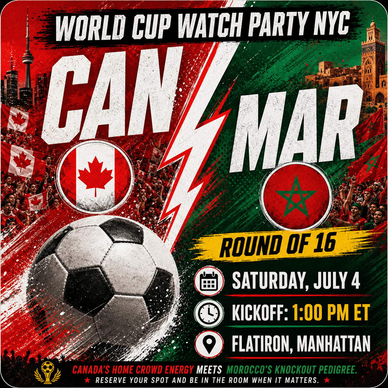 Canada vs Morocco, World Cup 2026 Watch Party in NYC
