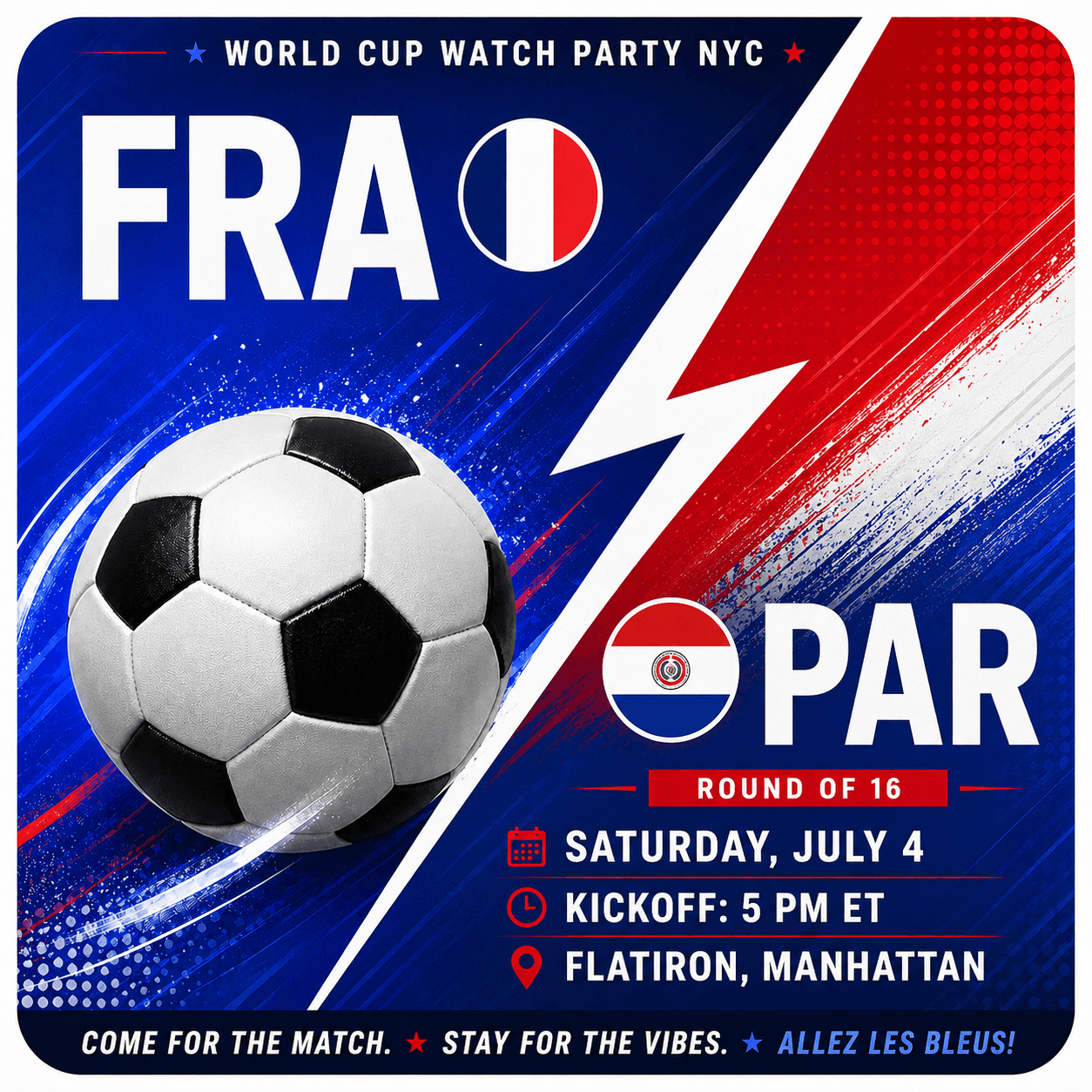 France vs Paraguay, World Cup 2026 Watch Party in NYC