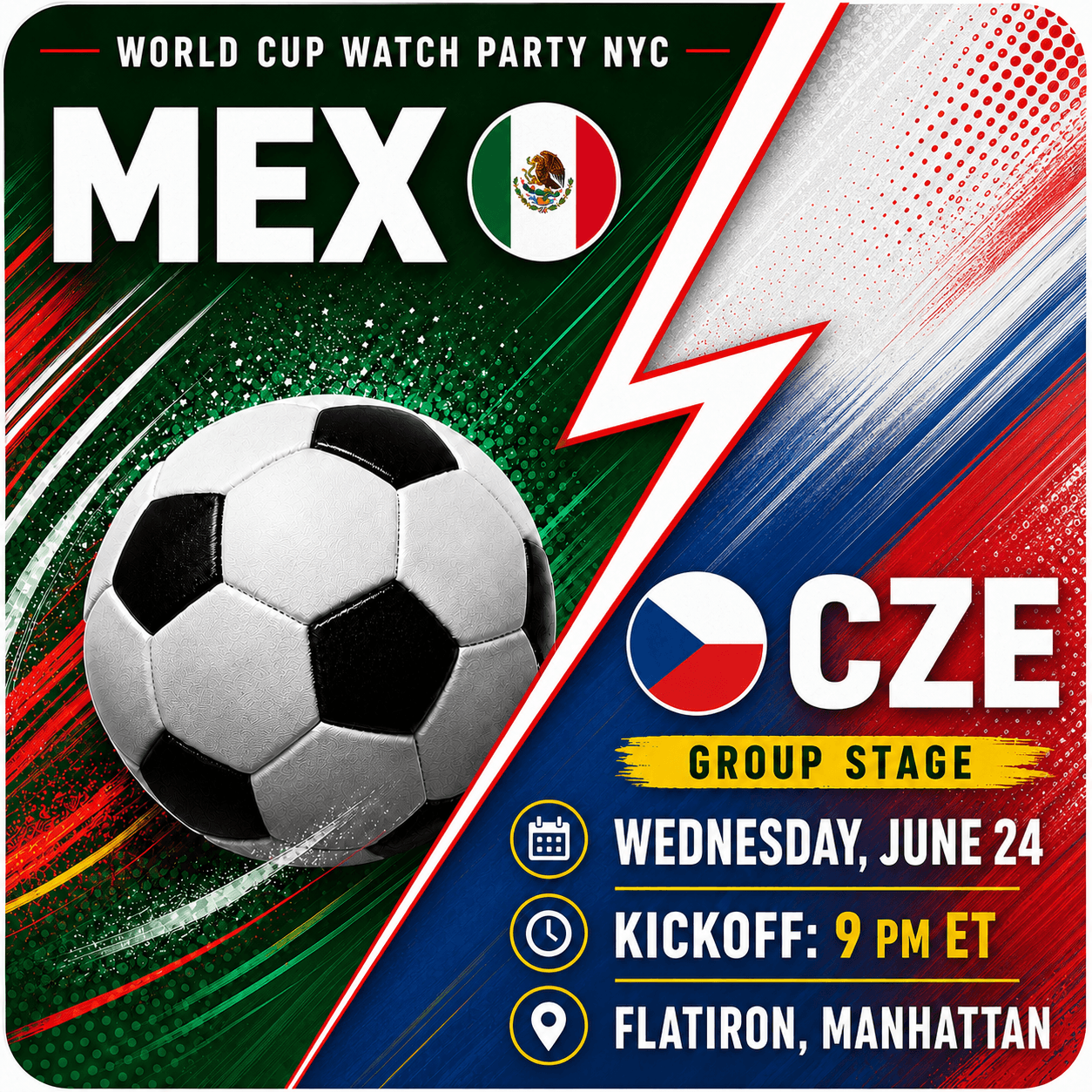 Mexico vs Czech Republic, World Cup 2026 Watch Party in NYC
