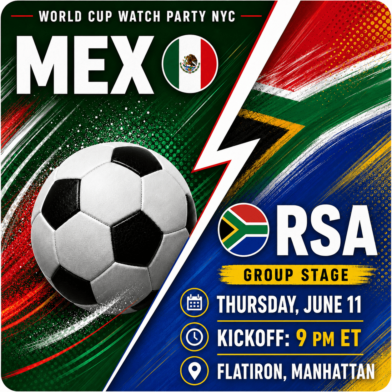 Mexico vs South Africa, World Cup 2026 Watch Party in NYC