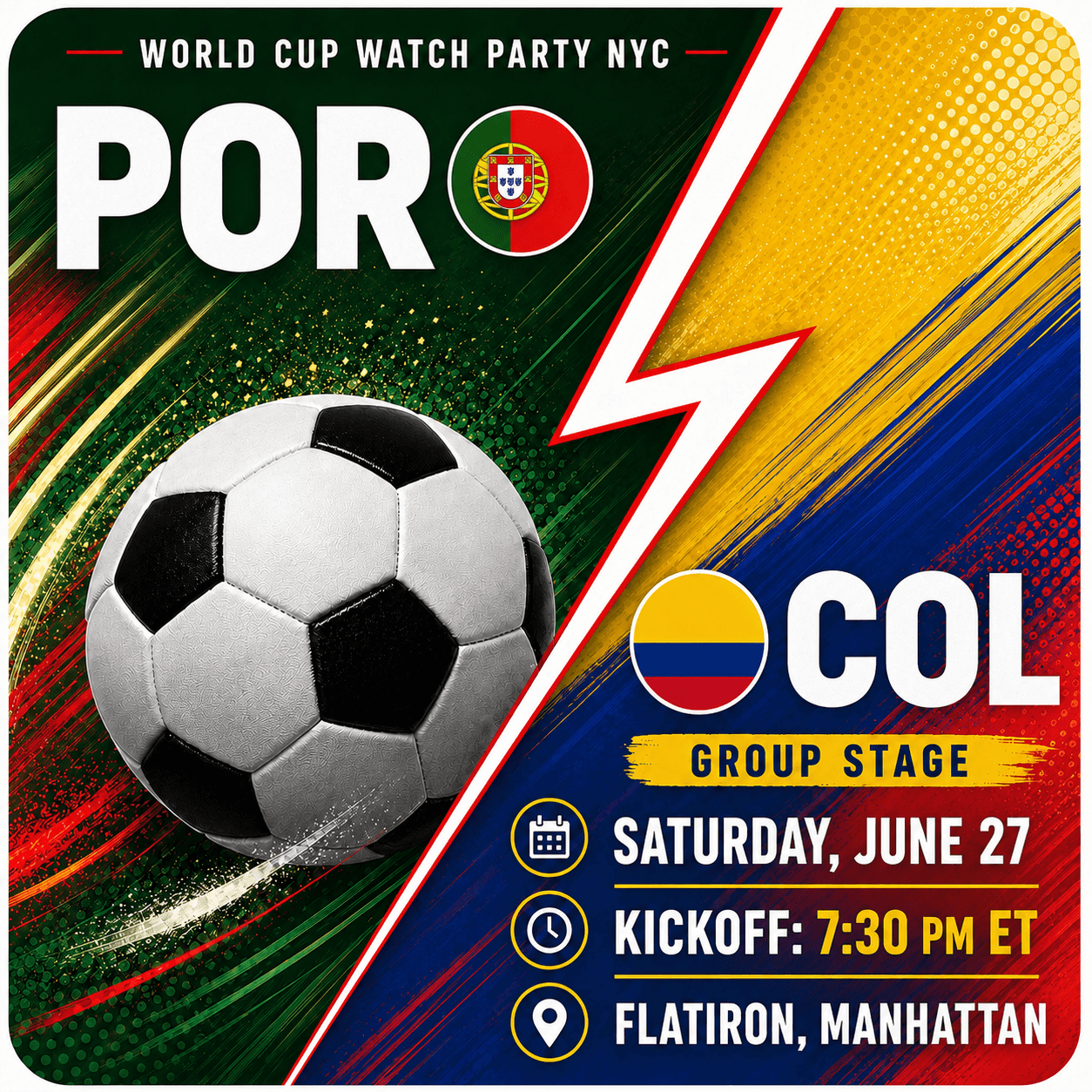 Portugal vs Colombia, World Cup 2026 Watch Party in NYC