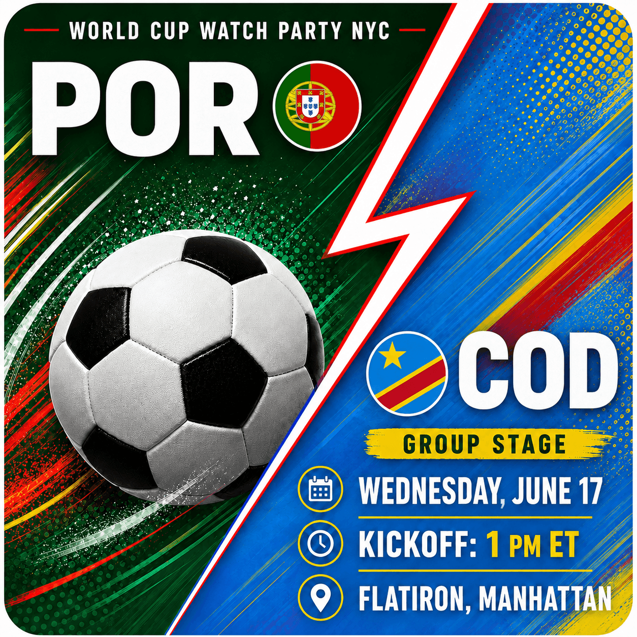 Portugal vs DR Congo, World Cup 2026 Watch Party in NYC