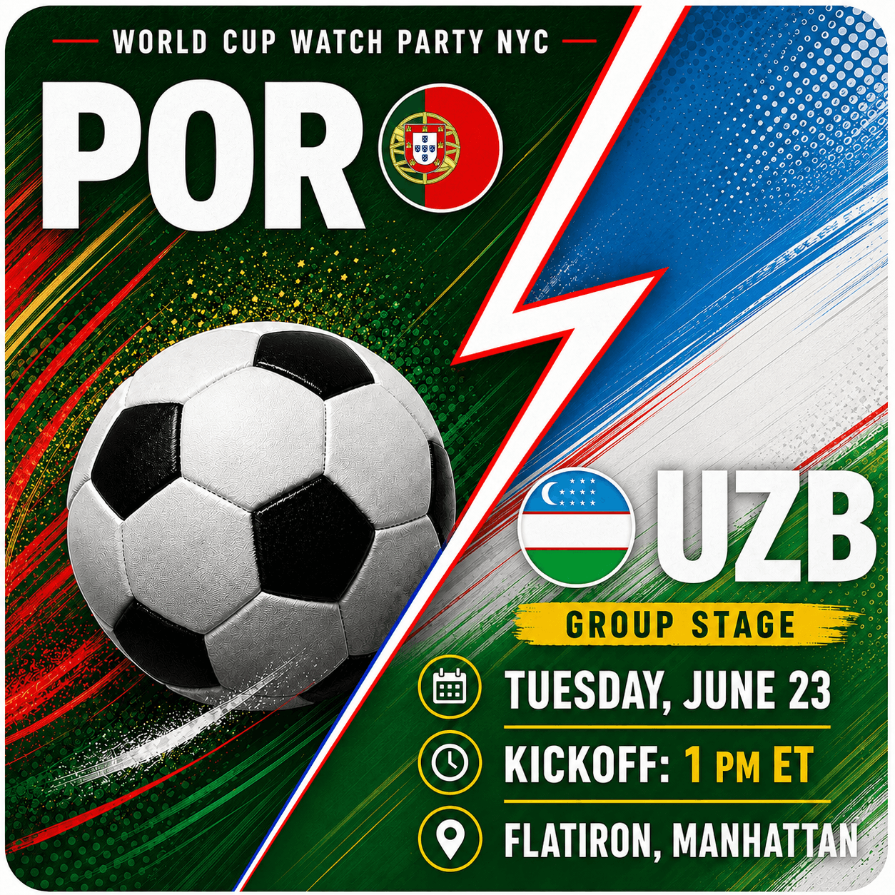 Portugal vs Uzbekistan, World Cup 2026 Watch Party in NYC