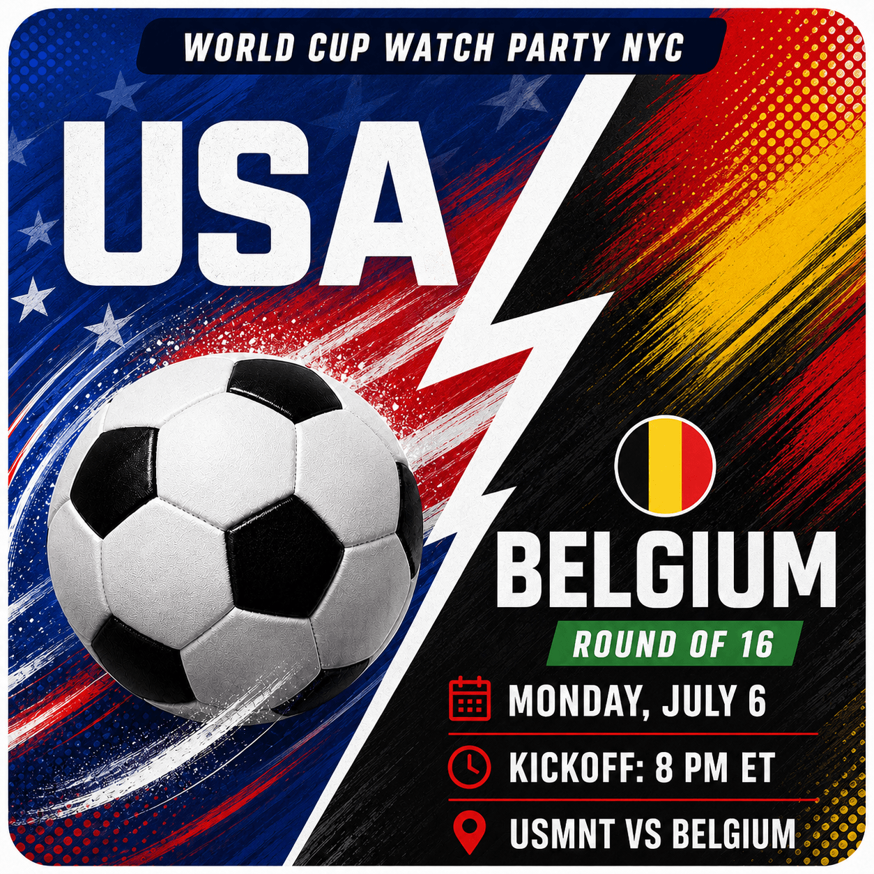 USA vs Belgium, World Cup 2026 Watch Party in NYC